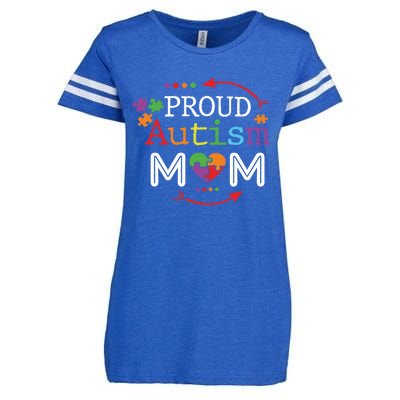 Proud Autism Mom Mama Mother Puzzle Piece Heart Great Gift Enza Ladies Jersey Football T-Shirt