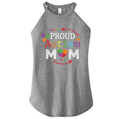 Proud Autism Mom Mama Mother Puzzle Piece Heart Great Gift Women’s Perfect Tri Rocker Tank