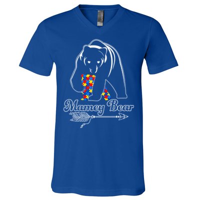 Proud Autism Mamey Bear Autism Awareness Autistic Support Gift V-Neck T-Shirt