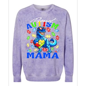 Proud Autism Mama Dinosaur Autism Awareness Cute Gift Colorblast Crewneck Sweatshirt