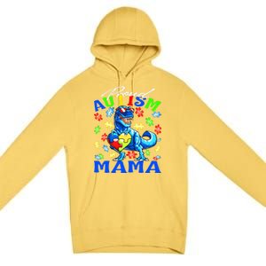 Proud Autism Mama Dinosaur Autism Awareness Cute Gift Premium Pullover Hoodie