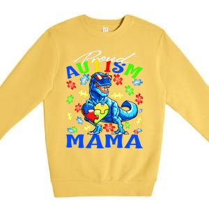 Proud Autism Mama Dinosaur Autism Awareness Cute Gift Premium Crewneck Sweatshirt