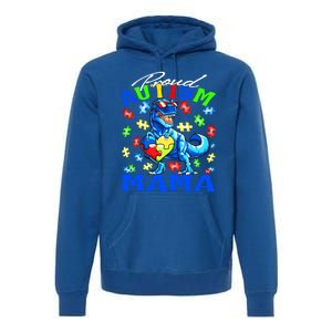 Proud Autism Mama Dinosaur Autism Awareness Cute Gift Premium Hoodie