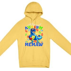 Proud Autism Memaw Dinosaur Autism Awareness Gift Premium Pullover Hoodie