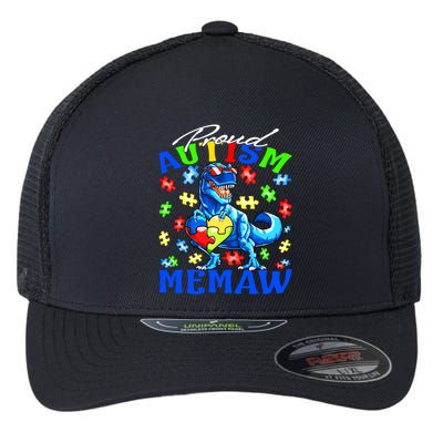 Proud Autism Memaw Dinosaur Autism Awareness Gift Flexfit Unipanel Trucker Cap