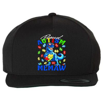 Proud Autism Memaw Dinosaur Autism Awareness Gift Wool Snapback Cap
