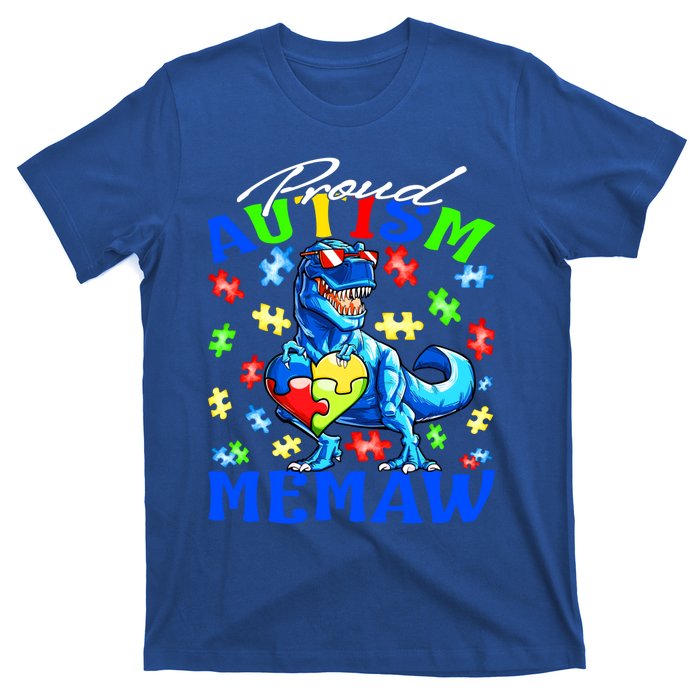 Proud Autism Memaw Dinosaur Autism Awareness Gift T-Shirt