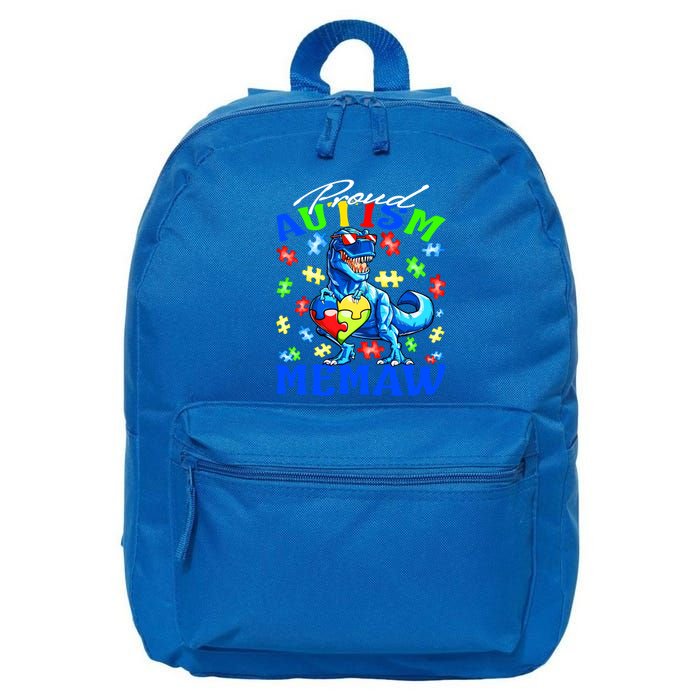 Proud Autism Memaw Dinosaur Autism Awareness Gift 16 in Basic Backpack