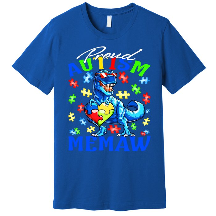 Proud Autism Memaw Dinosaur Autism Awareness Gift Premium T-Shirt