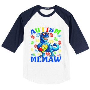 Proud Autism Memaw Dinosaur Autism Awareness Gift Baseball Sleeve Shirt