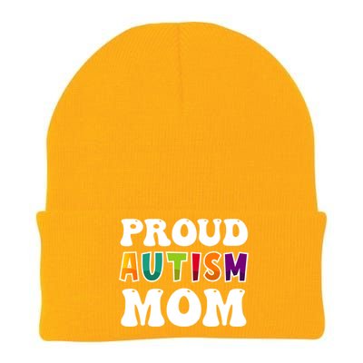 Proud Autism Mom Awareness Mothers Day Colorful Puzzle Funny Gift Knit Cap Winter Beanie