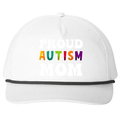 Proud Autism Mom Awareness Mothers Day Colorful Puzzle Funny Gift Snapback Five-Panel Rope Hat