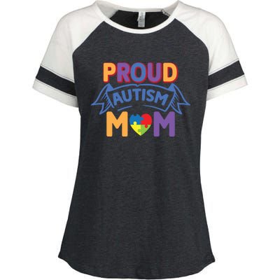 Proud Autism Mom Awareness Gift Enza Ladies Jersey Colorblock Tee