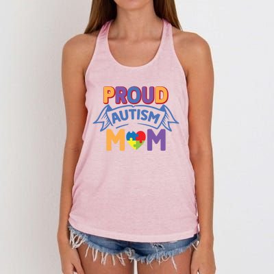 Proud Autism Mom Awareness Gift Women's Knotted Racerback Tank