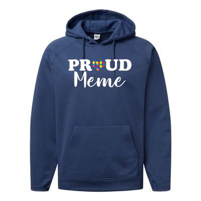 Proud Autism Meme Autism Awareness Puzzle Autistic Support Gift Performance Fleece Hoodie