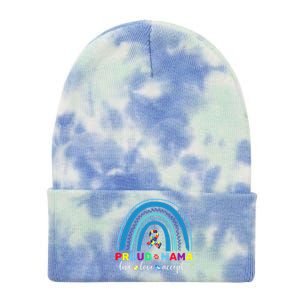 Proud Autism Mom Blue Rainbow Proud Mama Autism Awareness Gift Tie Dye 12in Knit Beanie