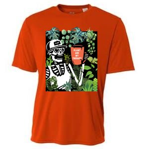 Plants Are My Therapy Skeleton Funny Plant Lover Gardener Gift Cooling Performance Crew T-Shirt