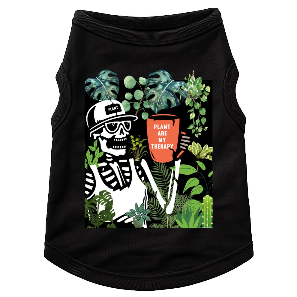 Plants Are My Therapy Skeleton Funny Plant Lover Gardener Gift Doggie Tank