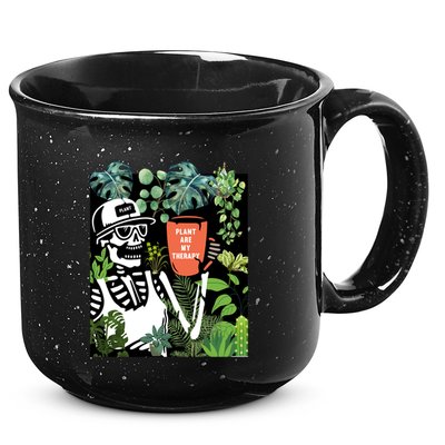 Plants Are My Therapy Skeleton Funny Plant Lover Gardener Gift 15oz Campfire Ceramic Mug