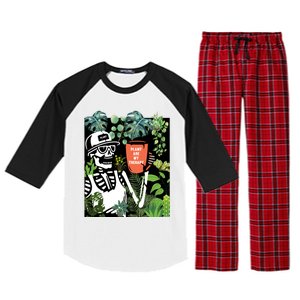 Plants Are My Therapy Skeleton Funny Plant Lover Gardener Gift Raglan Sleeve Pajama Set