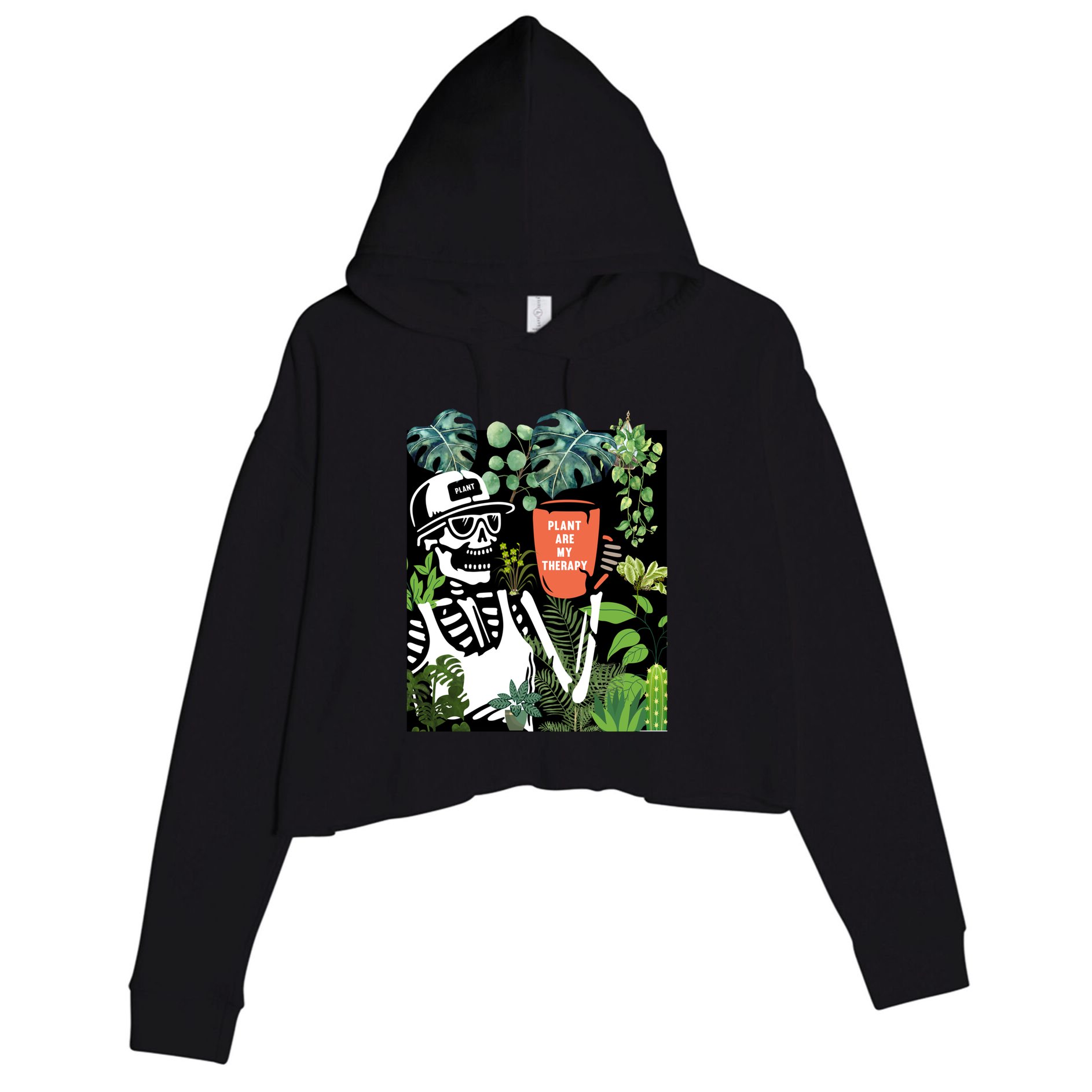 Plants Are My Therapy Skeleton Funny Plant Lover Gardener Gift Crop Fleece Hoodie
