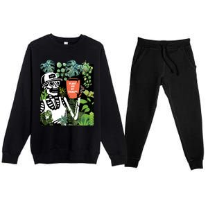 Plants Are My Therapy Skeleton Funny Plant Lover Gardener Gift Premium Crewneck Sweatsuit Set