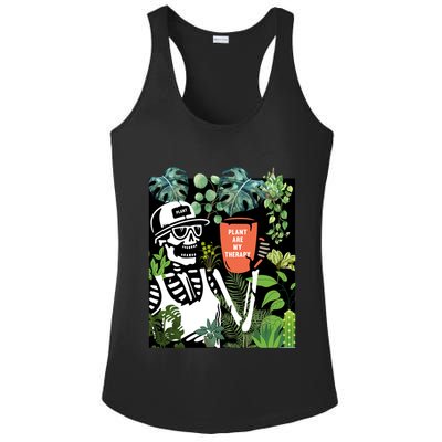 Plants Are My Therapy Skeleton Funny Plant Lover Gardener Gift Ladies PosiCharge Competitor Racerback Tank