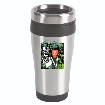 Plants Are My Therapy Skeleton Funny Plant Lover Gardener Gift 16oz Travel Tumbler