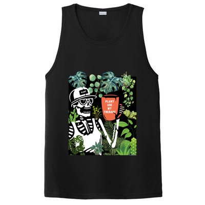 Plants Are My Therapy Skeleton Funny Plant Lover Gardener Gift PosiCharge Competitor Tank