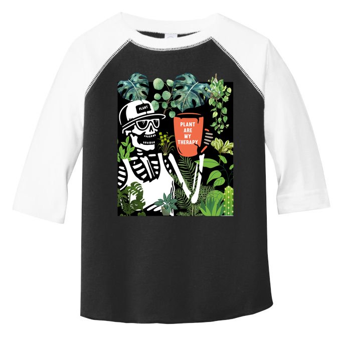 Plants Are My Therapy Skeleton Funny Plant Lover Gardener Gift Toddler Fine Jersey T-Shirt
