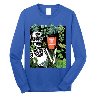 Plants Are My Therapy Skeleton Funny Plant Lover Gardener Gift Long Sleeve Shirt