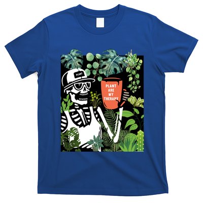 Plants Are My Therapy Skeleton Funny Plant Lover Gardener Gift T-Shirt