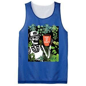 Plants Are My Therapy Skeleton Funny Plant Lover Gardener Gift Mesh Reversible Basketball Jersey Tank