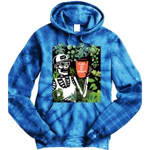 Plants Are My Therapy Skeleton Funny Plant Lover Gardener Gift Tie Dye Hoodie