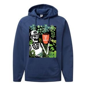 Plants Are My Therapy Skeleton Funny Plant Lover Gardener Gift Performance Fleece Hoodie