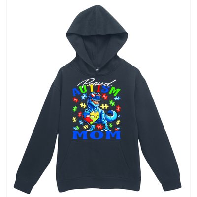 Proud Autism Mom Dinosaur Autism Awareness Gift Urban Pullover Hoodie