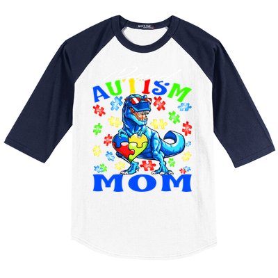 Proud Autism Mom Dinosaur Autism Awareness Gift Baseball Sleeve Shirt