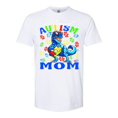 Proud Autism Mom Dinosaur Autism Awareness Gift Softstyle CVC T-Shirt