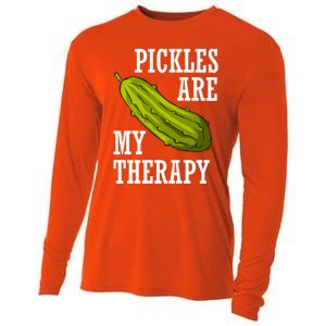 Pickles Are My Therapy Vegetable Funny Pickle Gift Cooling Performance Long Sleeve Crew