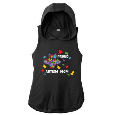 Proud Autism Mom Bat Gift Ladies PosiCharge Tri-Blend Wicking Draft Hoodie Tank