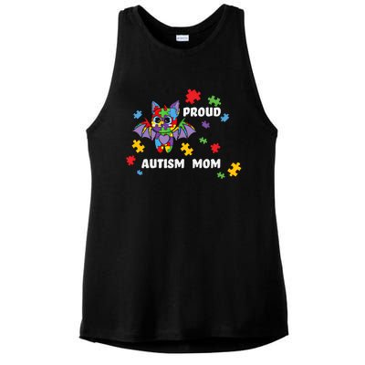 Proud Autism Mom Bat Gift Ladies PosiCharge Tri-Blend Wicking Tank