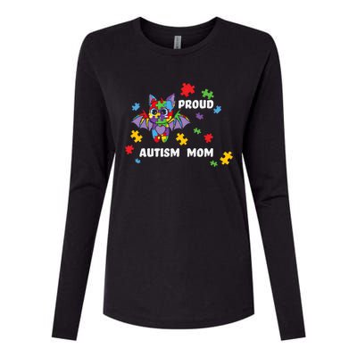 Proud Autism Mom Bat Gift Womens Cotton Relaxed Long Sleeve T-Shirt