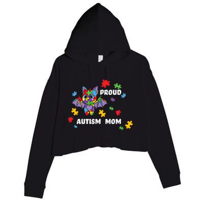 Proud Autism Mom Bat Gift Crop Fleece Hoodie