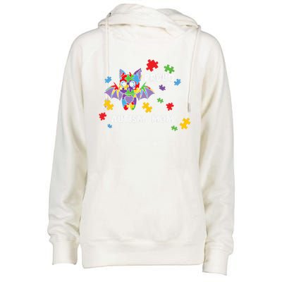 Proud Autism Mom Bat Gift Womens Funnel Neck Pullover Hood