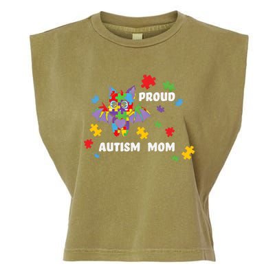 Proud Autism Mom Bat Gift Garment-Dyed Women's Muscle Tee