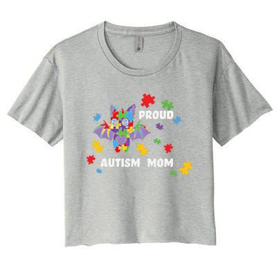 Proud Autism Mom Bat Gift Women's Crop Top Tee