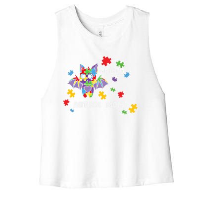 Proud Autism Mom Bat Gift Women's Racerback Cropped Tank