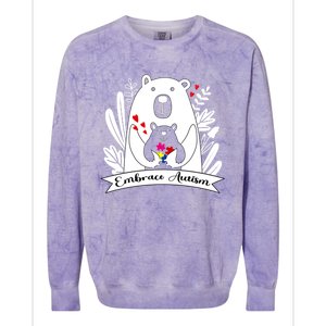 Proud Autism Mom Bear Animal Puzzle Autism Awareness Day Cute Gift Colorblast Crewneck Sweatshirt