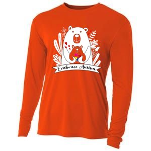 Proud Autism Mom Bear Animal Puzzle Autism Awareness Day Cute Gift Cooling Performance Long Sleeve Crew