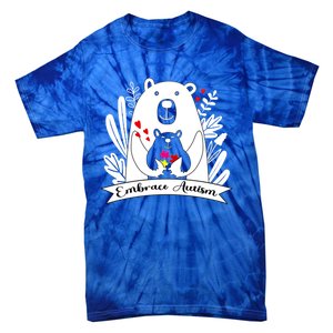 Proud Autism Mom Bear Animal Puzzle Autism Awareness Day Cute Gift Tie-Dye T-Shirt